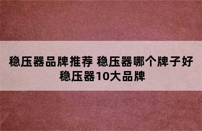 稳压器品牌推荐 稳压器哪个牌子好 稳压器10大品牌